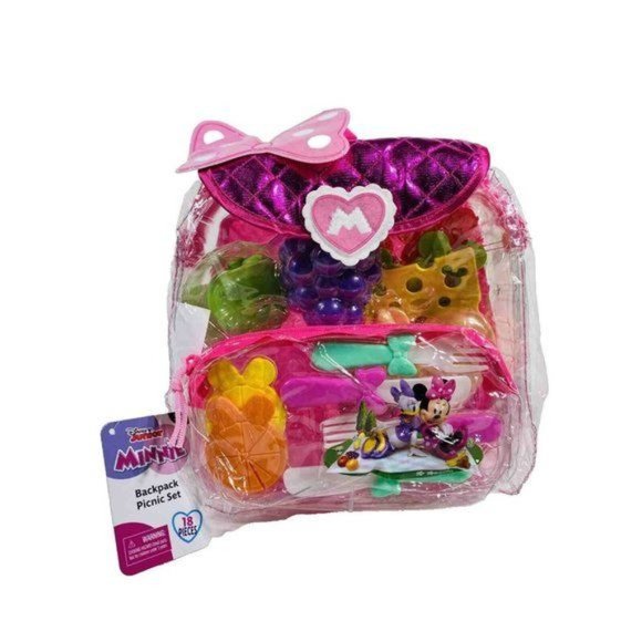 Disney Junior Minnie Backpack Picnic Playset 18 Piece Set - Picture 2 of 16